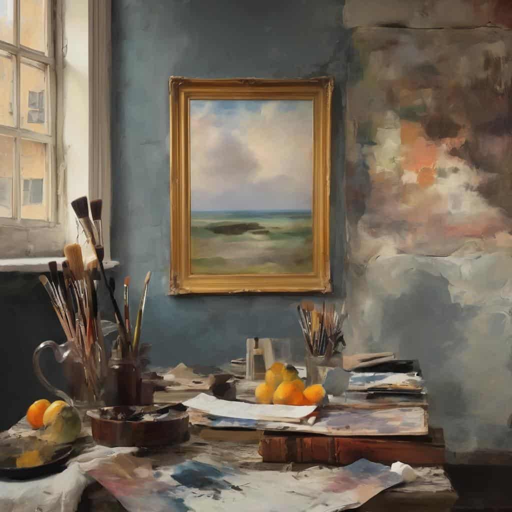 Οπτικά τοπία και εσωτερικοί χώροι σε καλλιτεχνική σύνθεση, ιδανικά για οπτικές αφηγήσεις, τέχνη, και εσωτερική διακοσμηση.